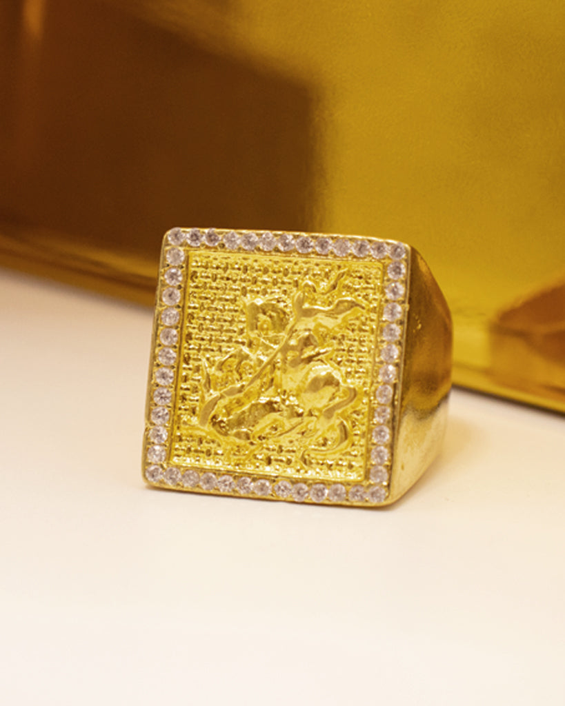 DEDEIRA: SÃO JORGE QUADRADA COM BORDA CRAVEJADA