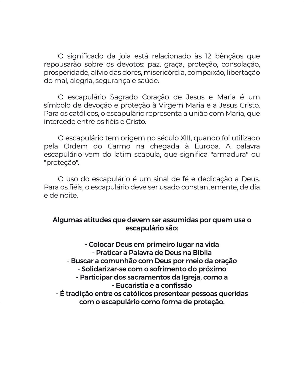 ESCAPULÁRIO PRATA 925: SAGRADO CORAÇÃO DE JESUS E NOSSA SENHORA DO CARMO COM ORAÇÃO