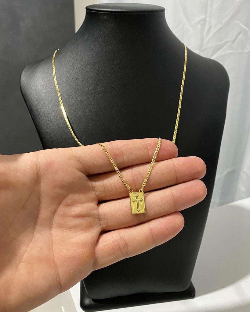 ESCAPULÁRIO PIASTRINE CRUZ/ESTRELA DE DAVI - 2mm - 70cm