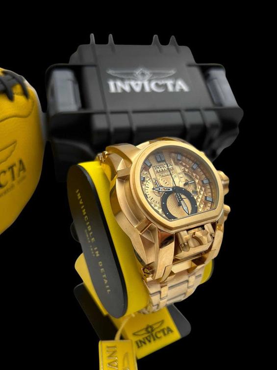 Relógio Invicta Zeus Magnum Banhado A Ouro completo na caixa com manual certificado