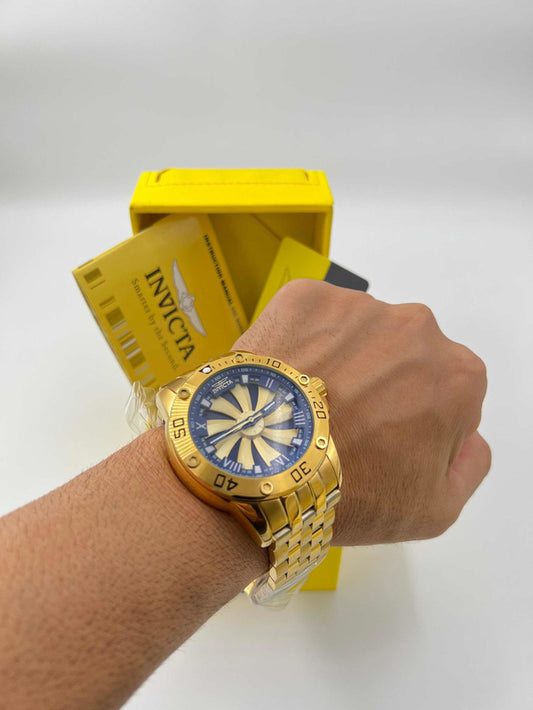 Relógio Invicta Speedway Turbine 25851 Gold 18k 100% Original C/ Caixa e Manual