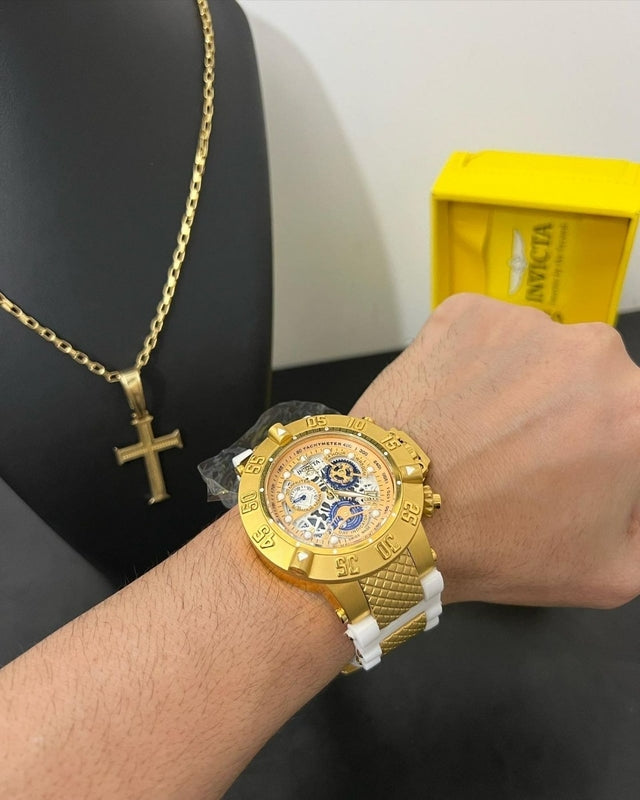 Relógio Invicta Subaqua Noma 3 + Cordão 3mm Tijolinho + Ping 100% Original
