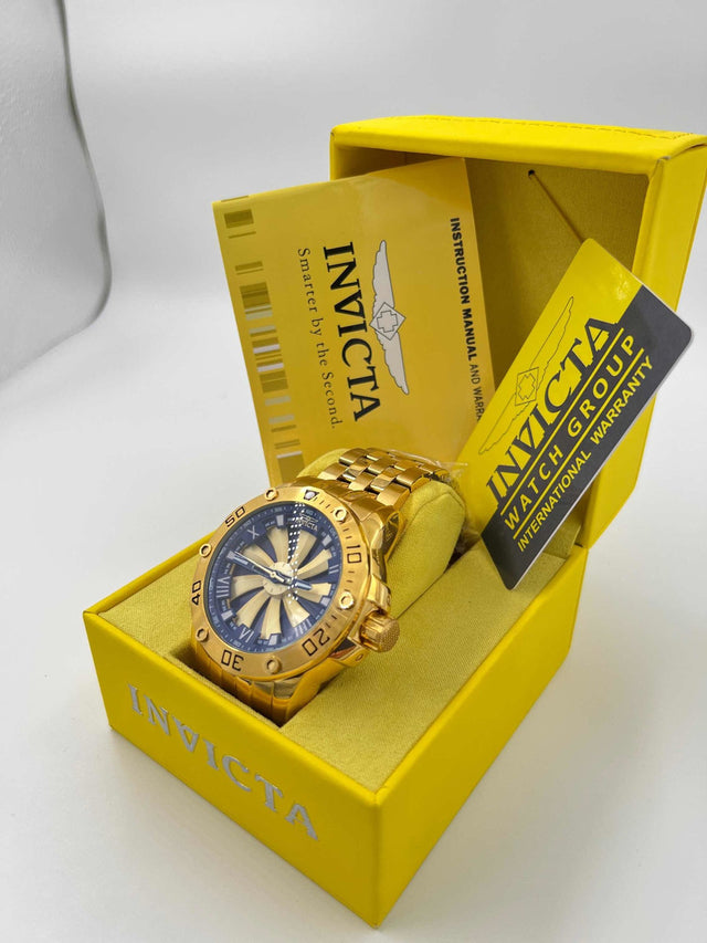 Relógio Invicta Speedway Turbine 25851 Gold 18k 100% Original C/ Caixa e Manual