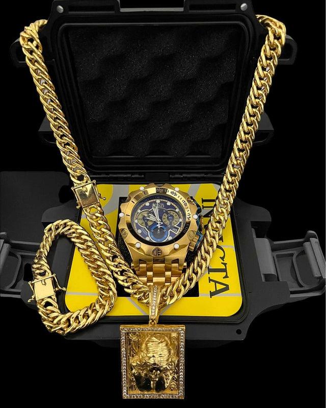 Relógio Invicta Venon Hybrid 100% Original + Kit 13mm Grumet Cordão + Pulseira + Pingente Banhado a Ouro 18K