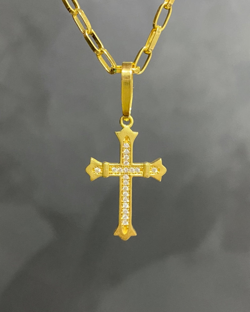 PINGENTE CRUZ CRAVEJADA MÉDIO - 2,5x1,7cm