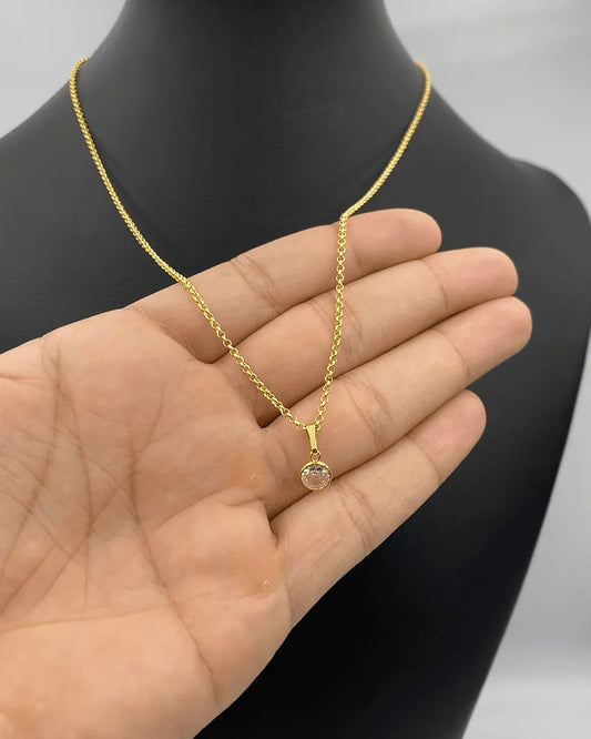 CORRENTE ELO PORTUGUÊS 2MM - 45CM + PINGENTE PONTO DE LUZ