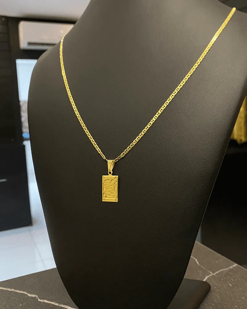 CORRENTE PIASTRINE 2MM - 65CM + PINGENTE SALMO 23 PEQUENO