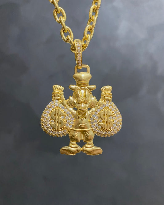 PINGENTE TIO PATINHAS COM MALOTE CRAVEJADO - 5x4,5cm