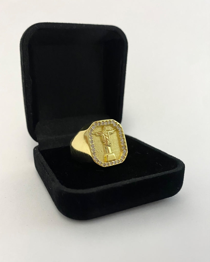 ANEL CRISTO REDENTOR COM BORDA CRAVEJADA