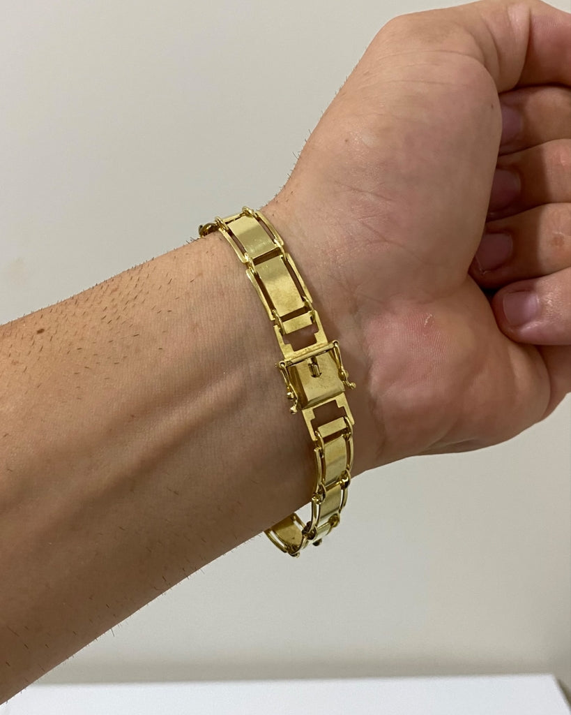 BRACELETE FECHADO 10MM FEITO DE MOEDA ANTIGA - 21cm