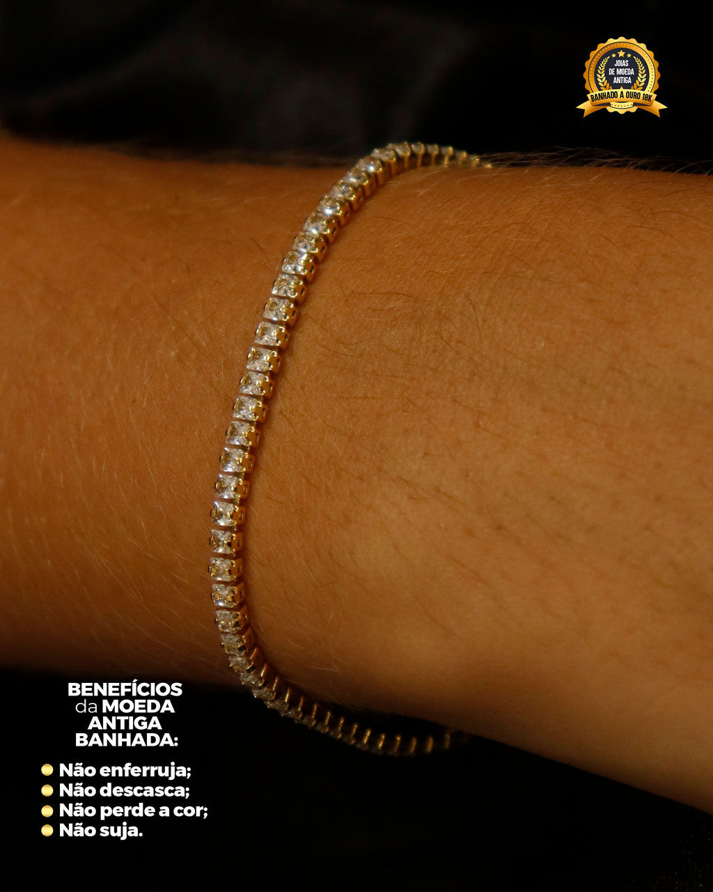 PULSEIRA BANHADA: RIVIERA QUADRADA 3MM