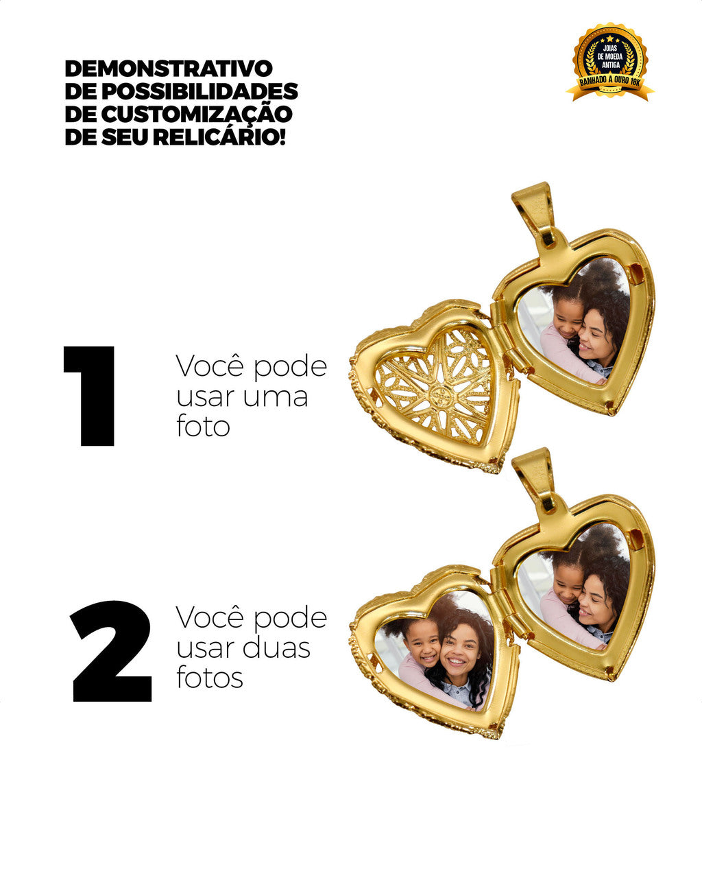 PINGENTE BANHADO: CORAÇAO RELICARIO VAZADO P