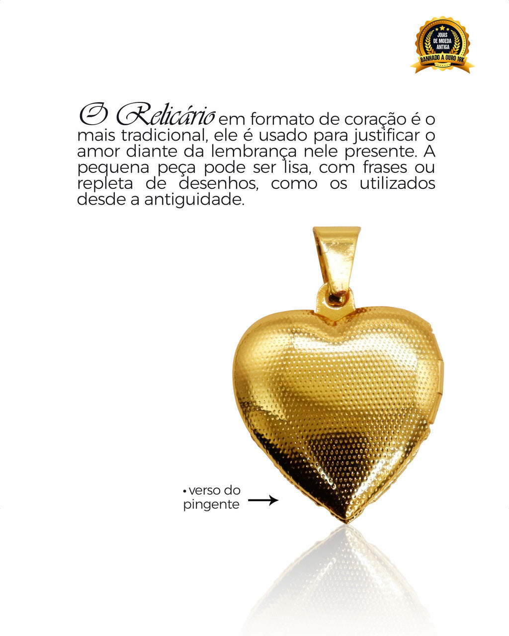 PINGENTE BANHADO: CORAÇAO RELICARIO VAZADO P