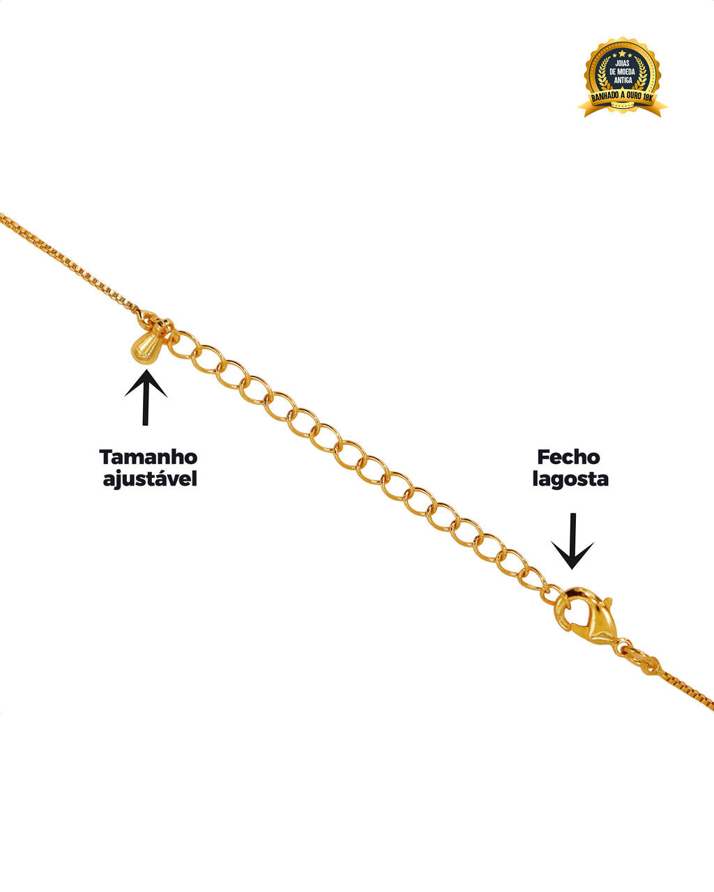 CONJUNTO BANHADO: CORRENTE VENEZIANA 1MM + PINGENTE SANTA CRAVEJADA