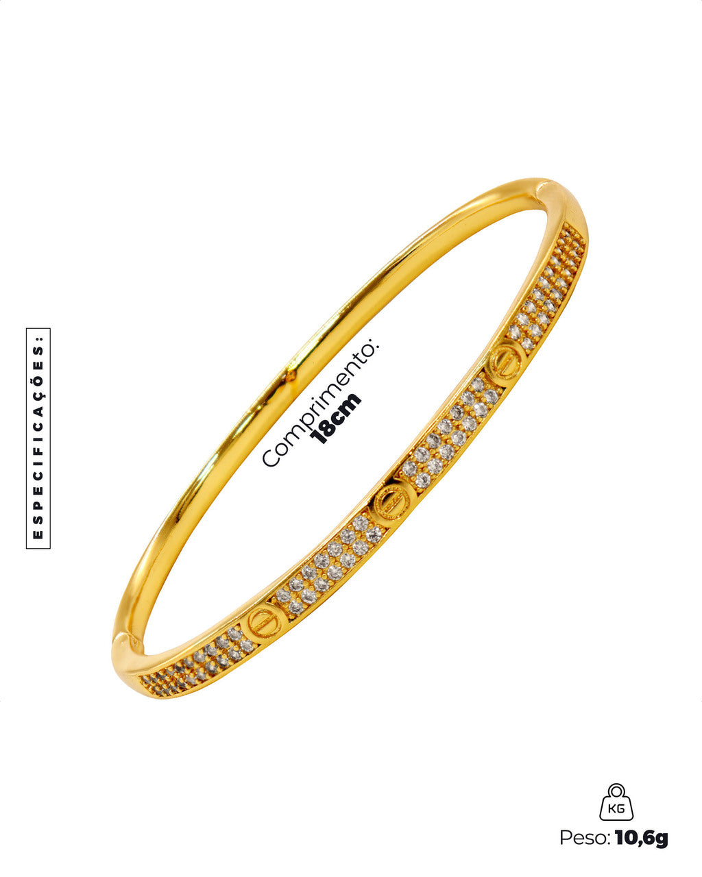 BRACELETE BANHADO: CRAVEJADO FRONTAL 4MM