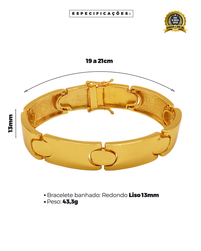 BRACELETE BANHADO: LISO REDONDO 13MM