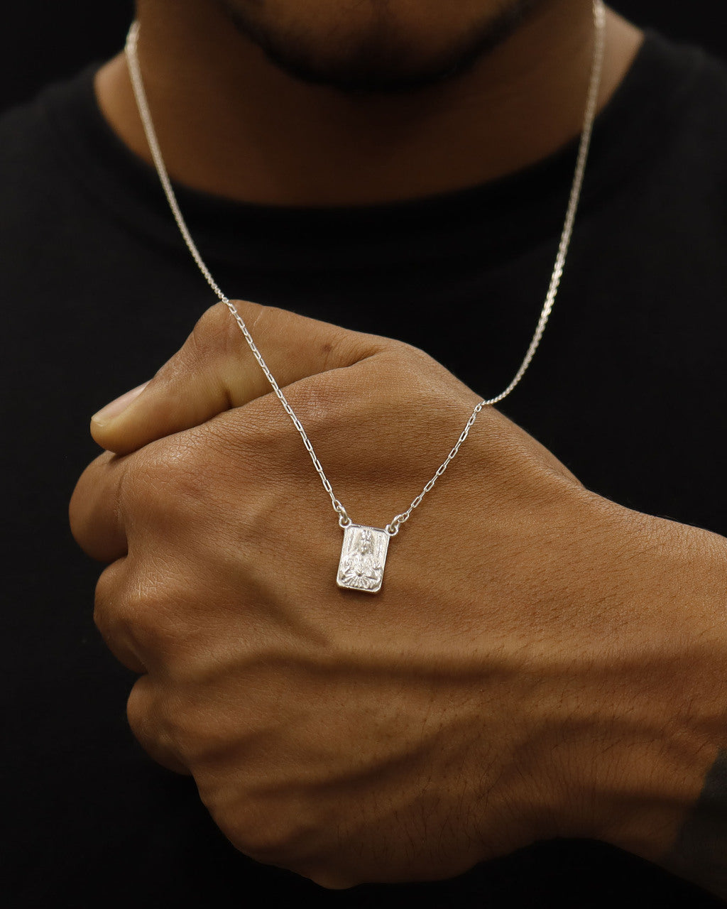 ESCAPULÁRIO PRATA 925: SAGRADO CORAÇÃO DE JESUS E NOSSA SENHORA DO CARMO