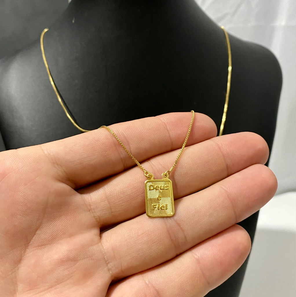 ESCAPULÁRIO VENEZIANA DEUS É FIEL/JESUS - 2mm - 70cm