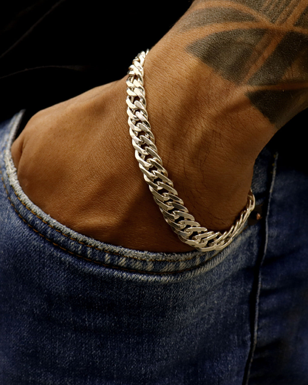 PULSEIRA PRATA 925: GRUMET LAMINADA 10MM