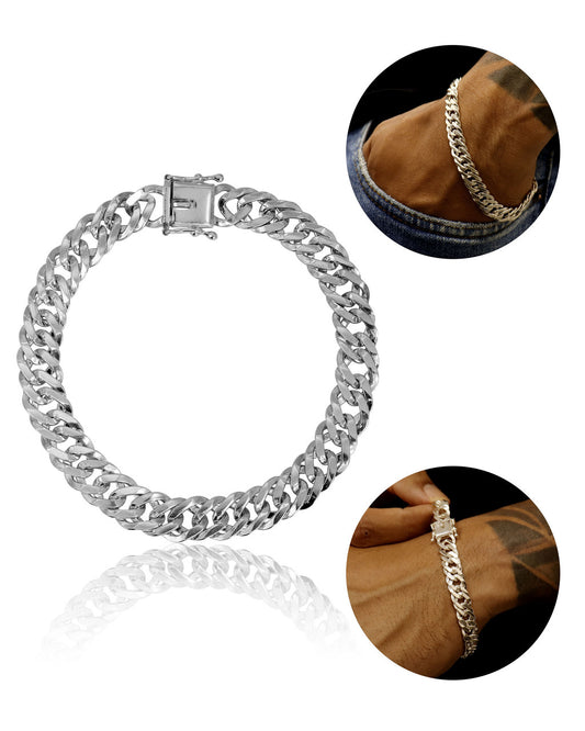 PULSEIRA PRATA 925: GRUMET LAMINADA 10MM