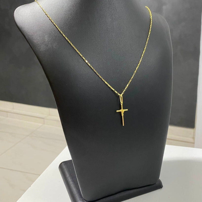 CORRENTE VENEZIANA 2MM + PINGENTE CRUZ AMARRADA PEQUENO