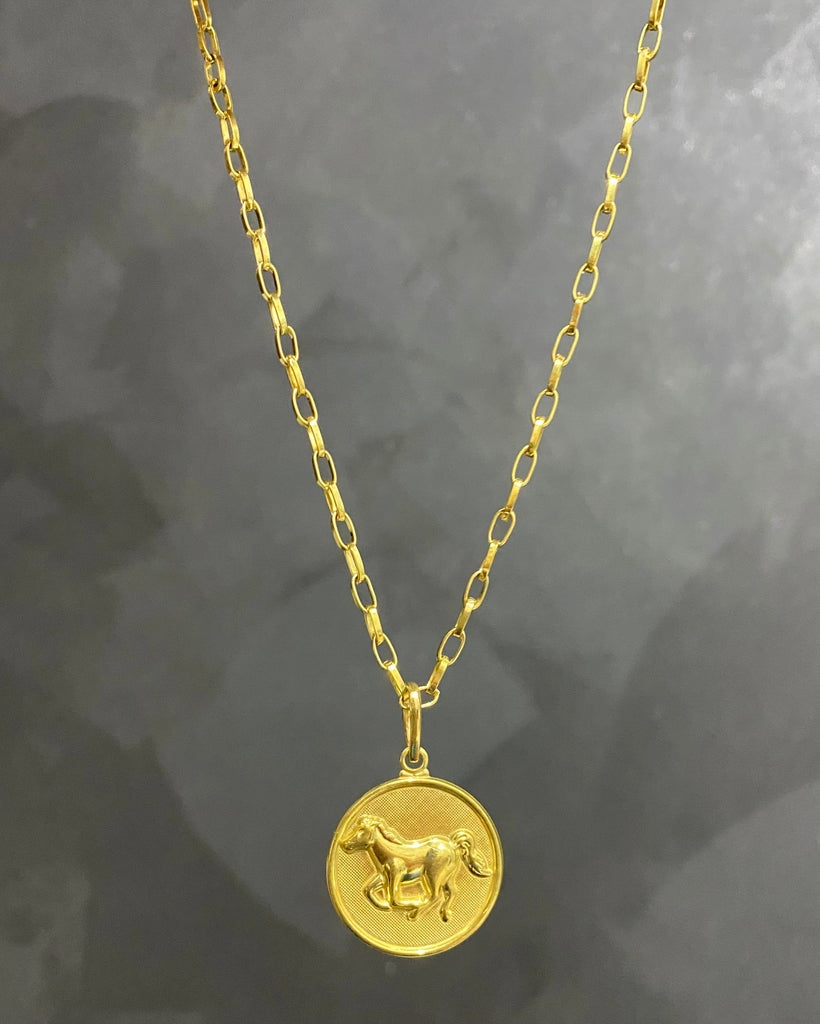 CORRENTE TIJOLINHO 3MM + PINGENTE DO CAVALO