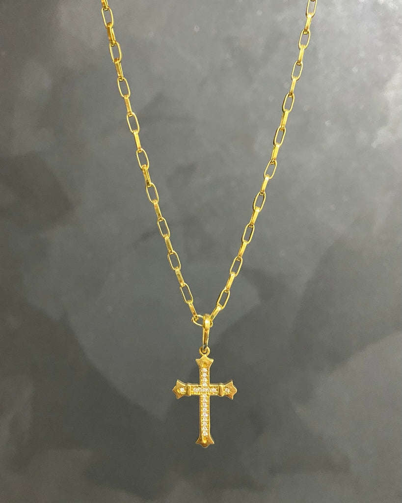 CORRENTE TIJOLINHO 3MM + PINGENTE CRUZ CRAVEJADA MÉDIO