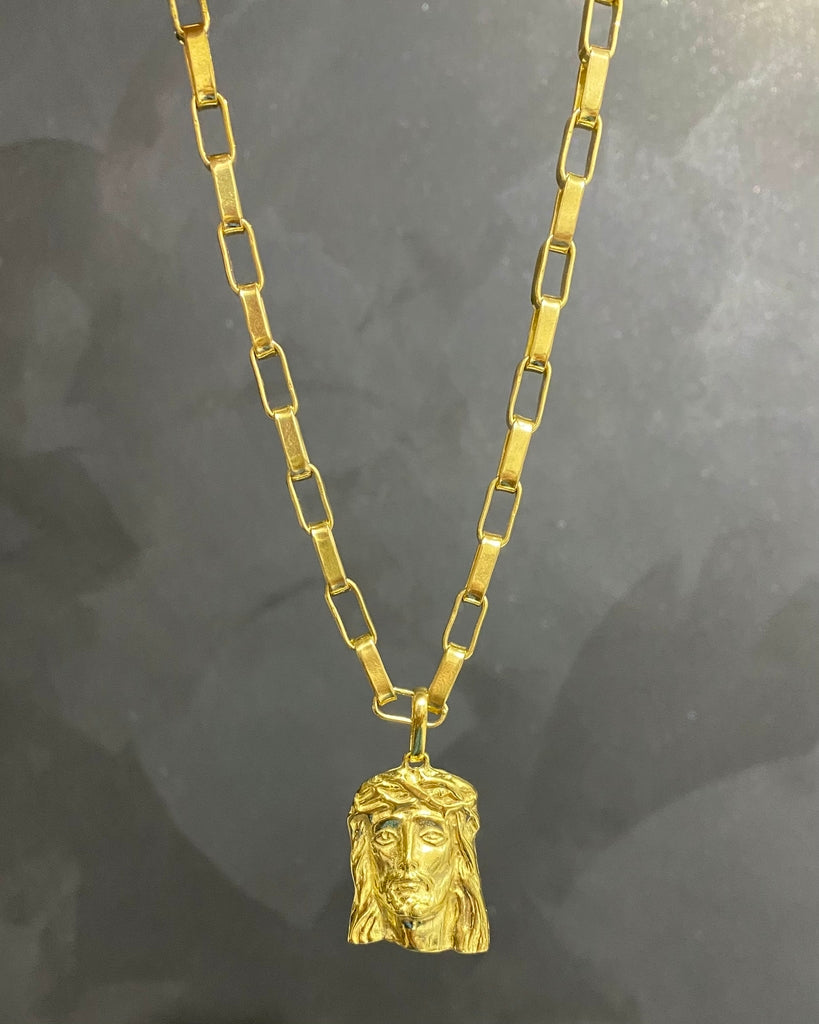 CORRENTE TIJOLINHO 6MM + PINGENTE ROSTO DE CRISTO GRANDE