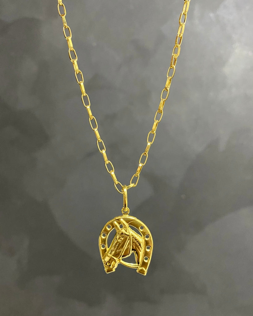 CORRENTE TIJOLINHO 3MM + PINGENTE FERRADURA DO CAVALO MÉDIO