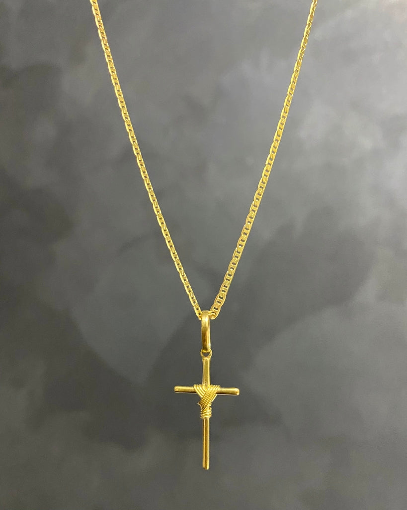 CORRENTE PIASTRINE 2MM + PINGENTE CRUZ AMARRADA PEQUENO