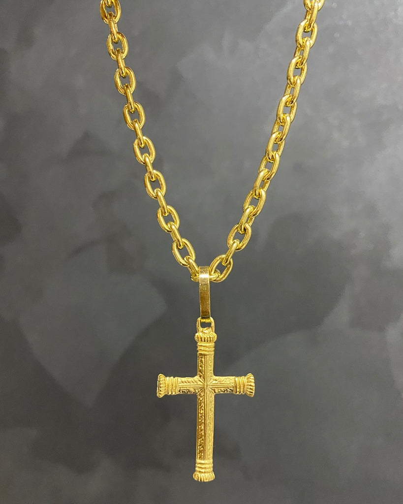 CORRENTE CADEADO 6MM + PINGENTE CRUZ MEDIEVAL