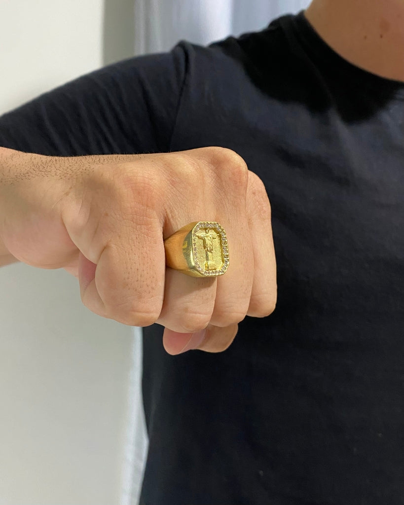 ANEL CRISTO REDENTOR COM BORDA CRAVEJADA