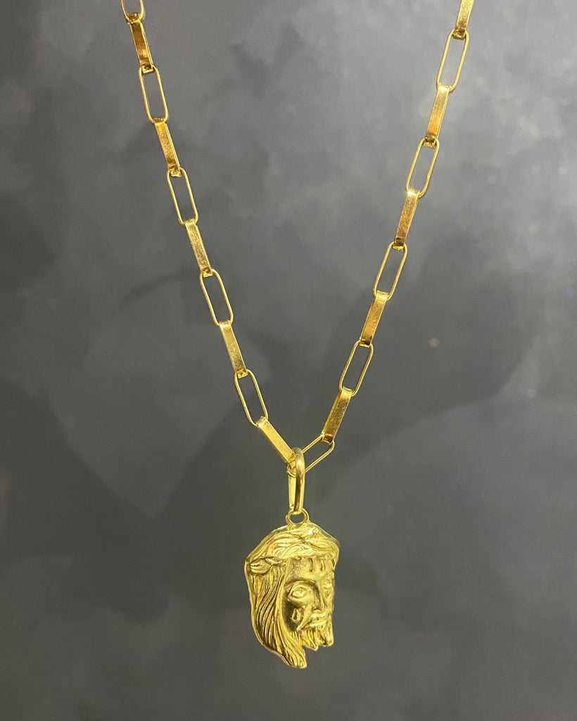 CORRENTE TIJOLINHO LONG 4MM + PINGENTE ROSTO DE CRISTO CHORANDO