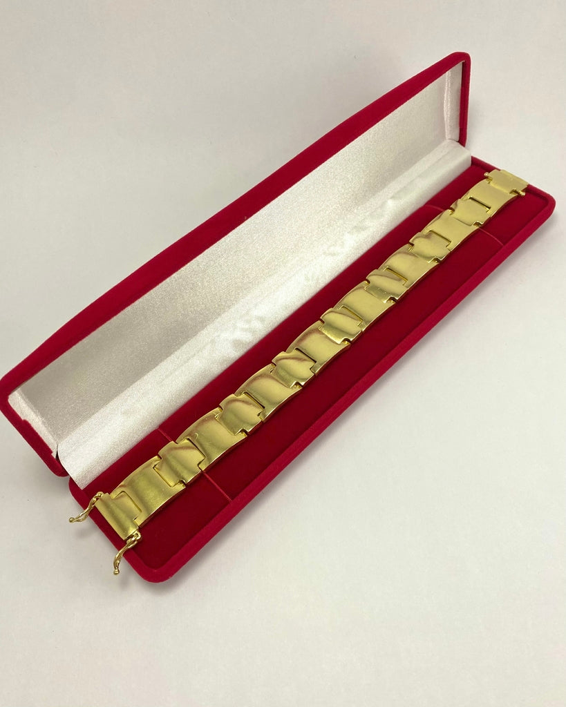 BRACELETE INTERCALADO LISO 16MM FEITO DE MOEDA ANTIGA - 21cm