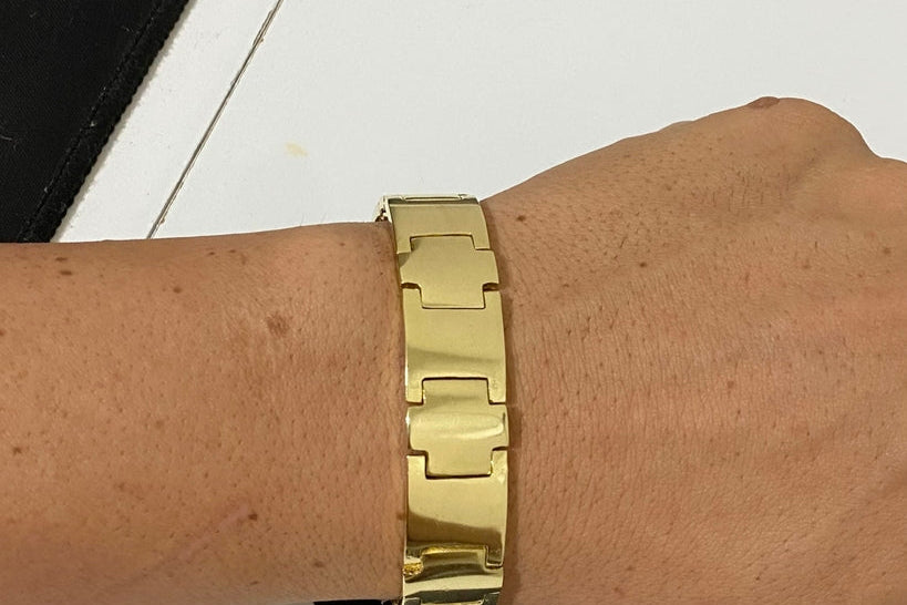 BRACELETE INTERCALADO LISO 16MM FEITO DE MOEDA ANTIGA - 21cm