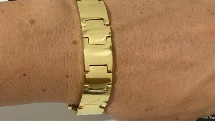 BRACELETE INTERCALADO LISO 16MM FEITO DE MOEDA ANTIGA - 21cm