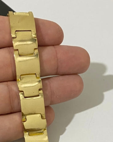 BRACELETE INTERCALADO LISO 16MM FEITO DE MOEDA ANTIGA - 21cm