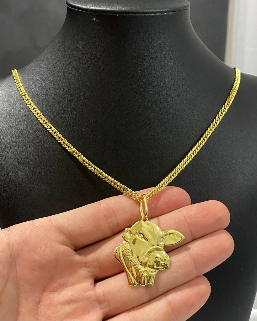 CORRENTE GRUMET 4MM + PINGENTE FACE DO BOI