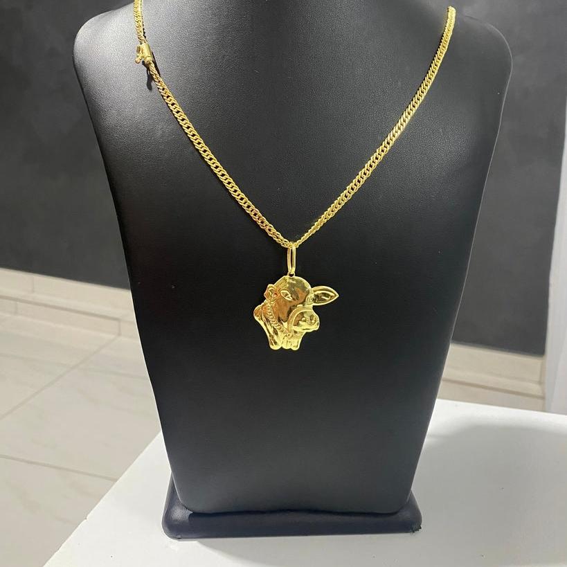 CORRENTE GRUMET 4MM + PINGENTE FACE DO BOI