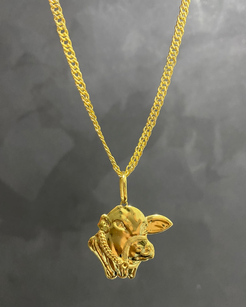 CORRENTE GRUMET 4MM + PINGENTE FACE DO BOI