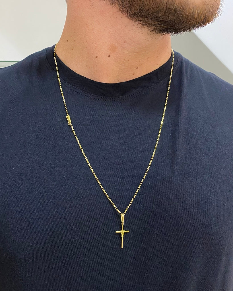 CORRENTE VENEZIANA 2MM + PINGENTE CRUZ AMARRADA PEQUENO