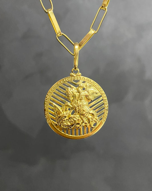 PINGENTE SÃO JORGE COM ORAÇÃO - 3,5x3,5cm