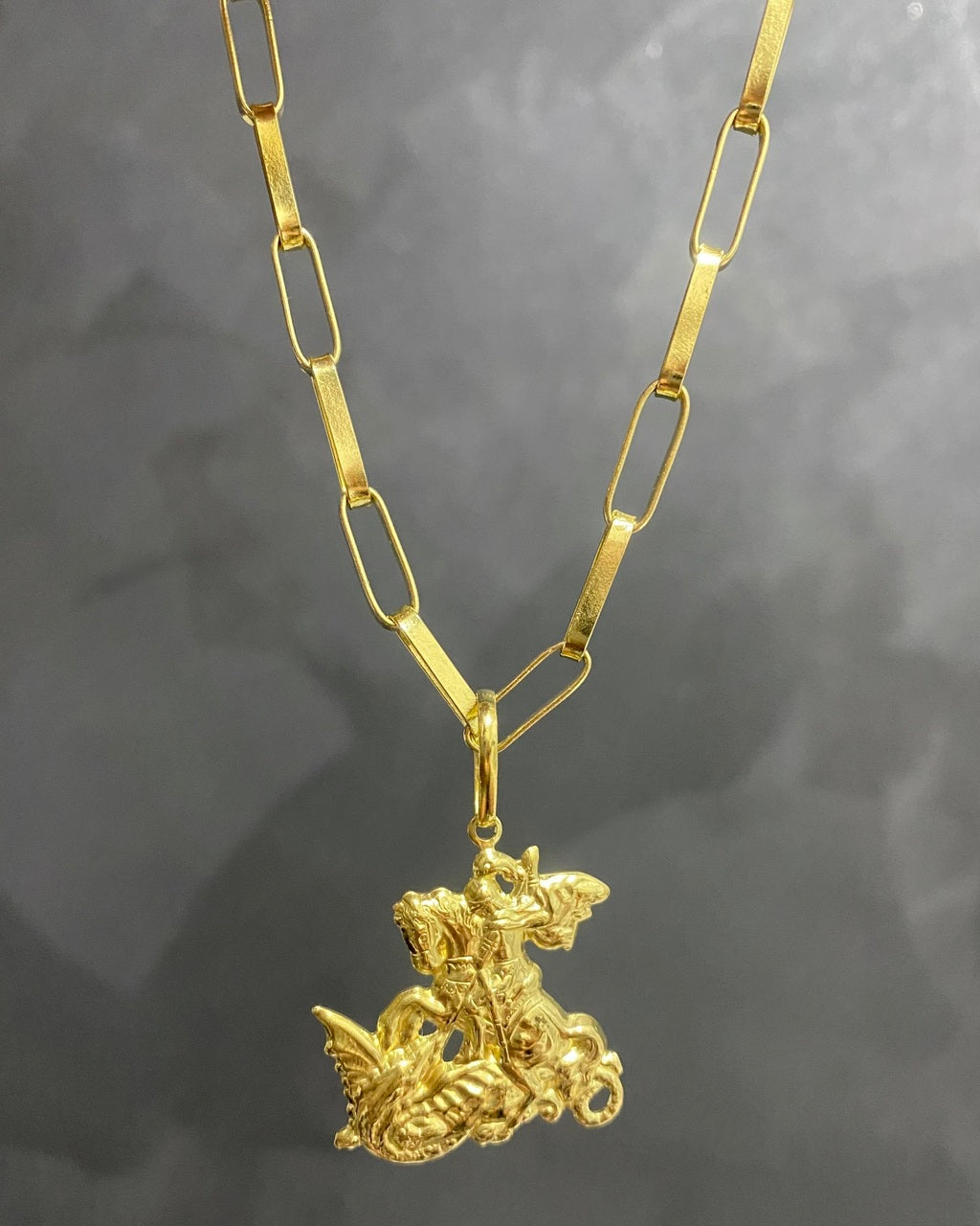 CORRENTE TIJOLINHO LONG 5MM + PINGENTE SÃO JORGE