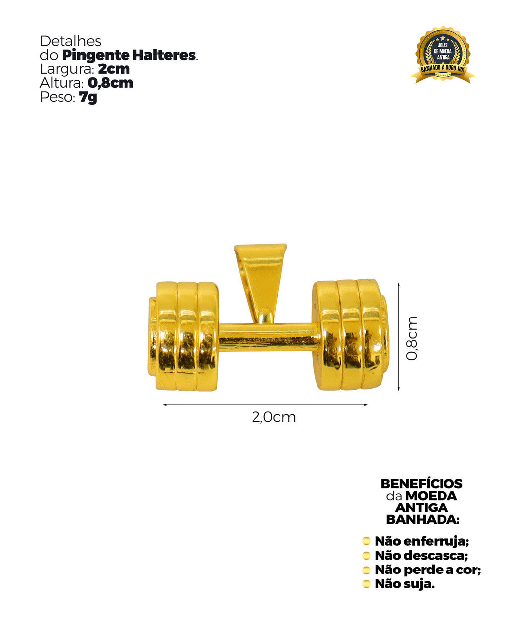 PINGENTE BANHADO: HALTERES