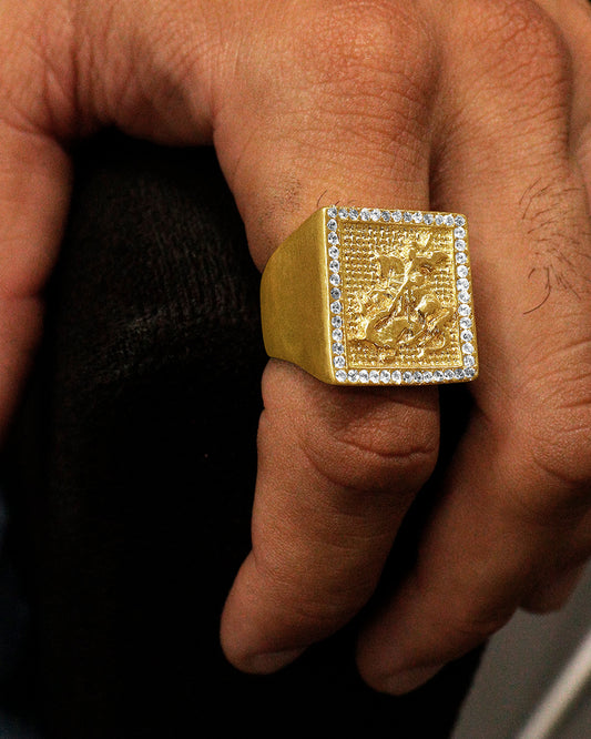 DEDEIRA: SÃO JORGE QUADRADA COM BORDA CRAVEJADA