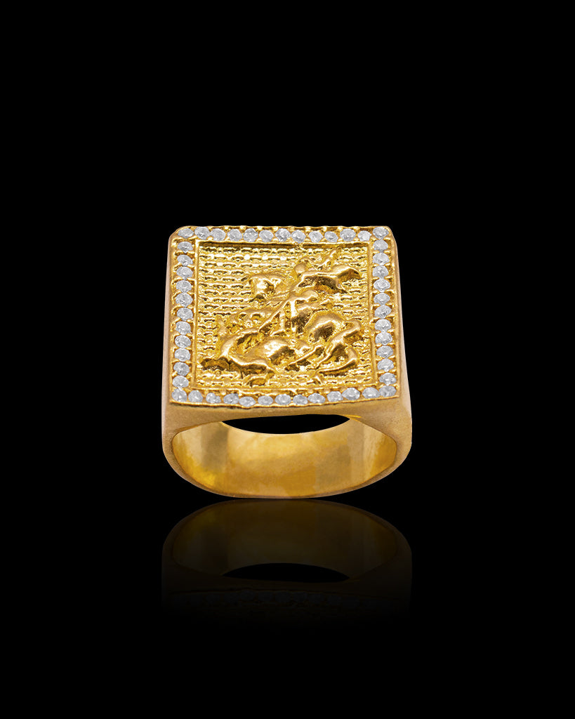 DEDEIRA: SÃO JORGE QUADRADA COM BORDA CRAVEJADA