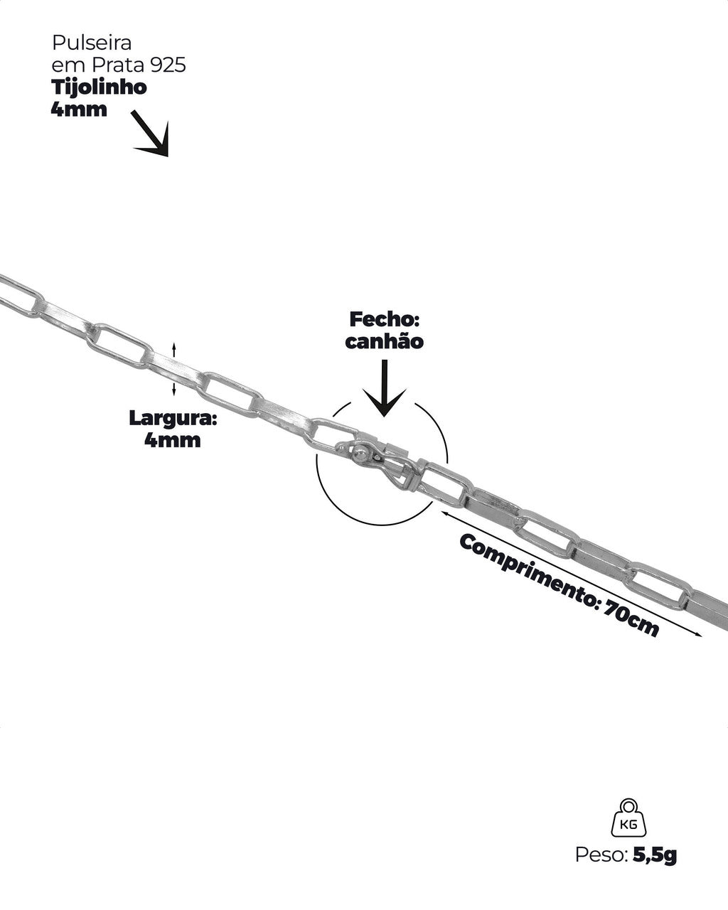 PRATA - PULSEIRA: TIJOLINHO 4MM