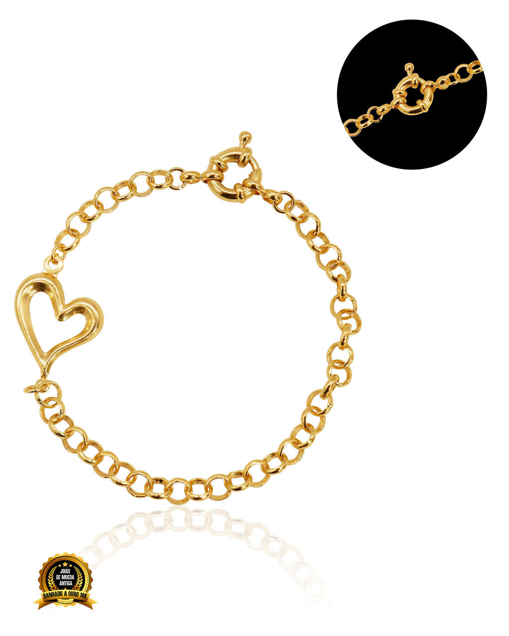 PULSEIRA FEMININA BANHADA: ELO PORTUGUÊS COM CORAÇÃO