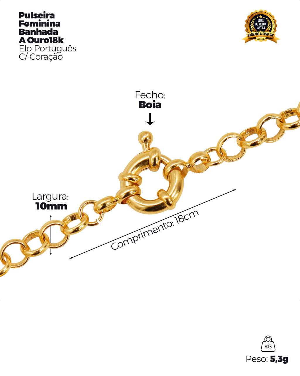 PULSEIRA FEMININA BANHADA: ELO PORTUGUÊS COM CORAÇÃO